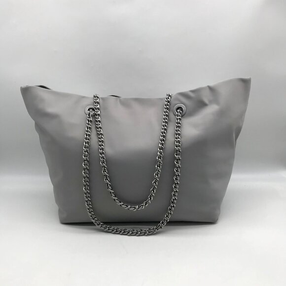 Tory Burch Light Gray Nylon Ella Chain Tote Bag - Picture 2 of 11